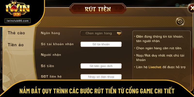 Rút Tiền IWIN Nắm bắt quy trình các bước rút tiền từ cổng game chi tiết
